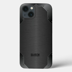 Svart metallisk geometrisk design iphone case