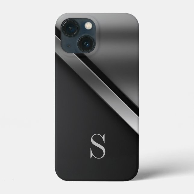 Svart metallisk Monogram iPhone / iPad-fodral (Baksida)