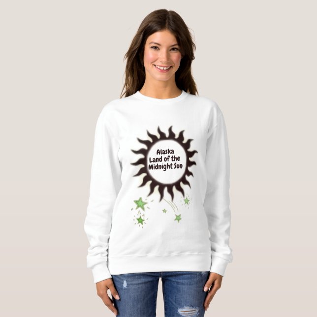 Svart Midnatts sol i Alaska  T Shirt (Hel framsida)