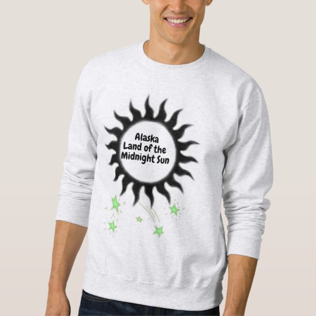 Svart Midnattssol Alaska Design Lång Ärmad Tröja (Framsida)