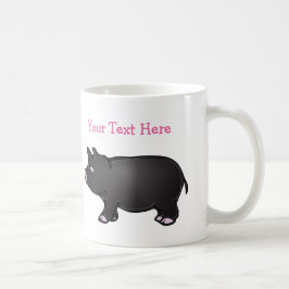Svart mini- gris för personlig 11 uns vitmugg kaffemugg