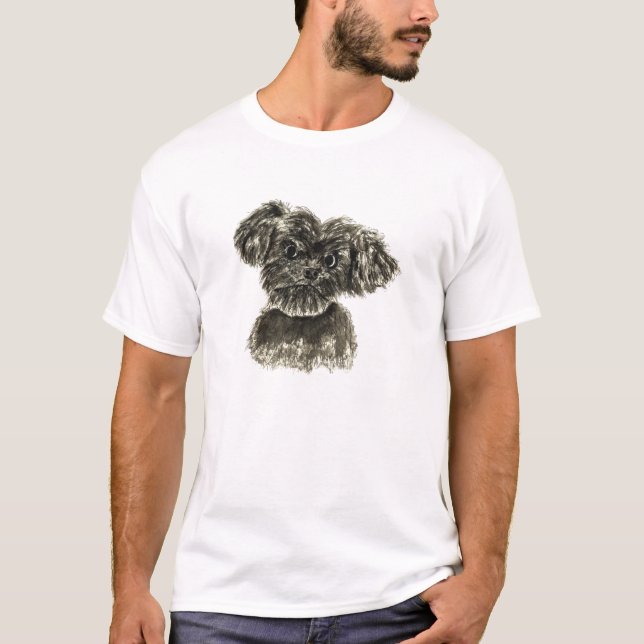 Svart Miniature Schnauzer Valp Vattenfärg Design Tröja (Framsida)
