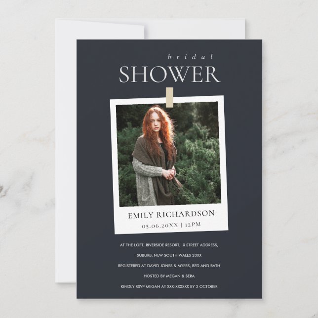 SVART MINIMAL ANPASSNINGSBAR PHOTO MÖHIPPA INBJUDA TACK KORT (Framsida)