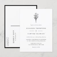 Svart minimal Blommigt Bouquet Bröllop
