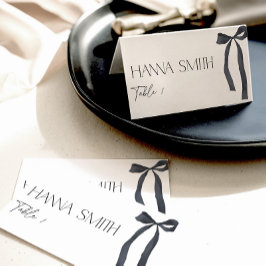 Svart minimal Bow Tie the Knot gotisk platshållare Placeringskort