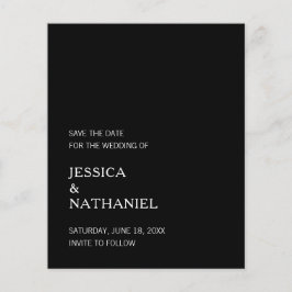 Svart minimal budget Bröllop spara datum