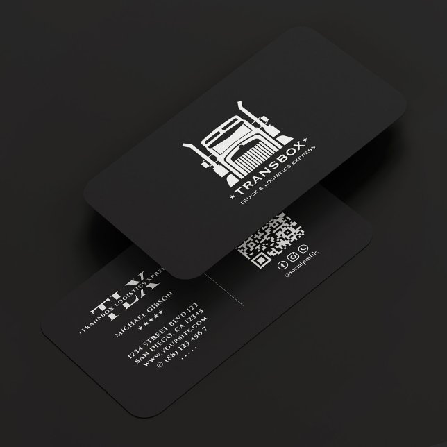 Svart minimal drivrutin för Modern Mover Logistics Visitkort (Modern Mover Logistics Truck Driver Black Minimal Business Card
)