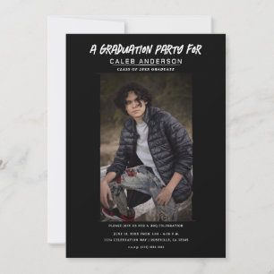 Svart Minimal Fotografi Foto Examenfest Inbjudningar