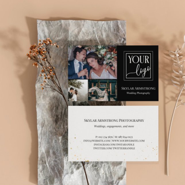 Svart minimal fotoinsamlingsfotograf för Logotypen Visitkort (Skapare uppladdad)