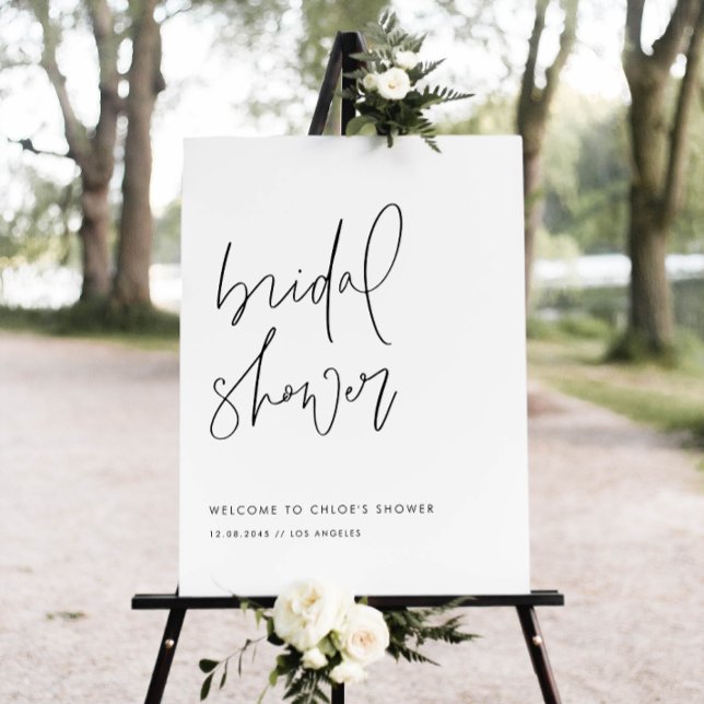 Svart minimal handskriven Möhippa av skript Poster (This bridal shower sign features minimalist handwritten script, perfect for modern showers.)