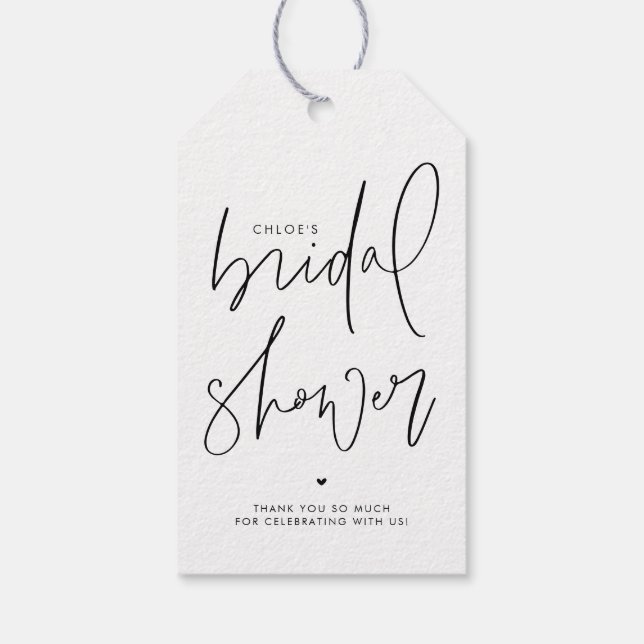 Svart minimal handskriven Möhippa av skript Presentetikett (Baksidan)