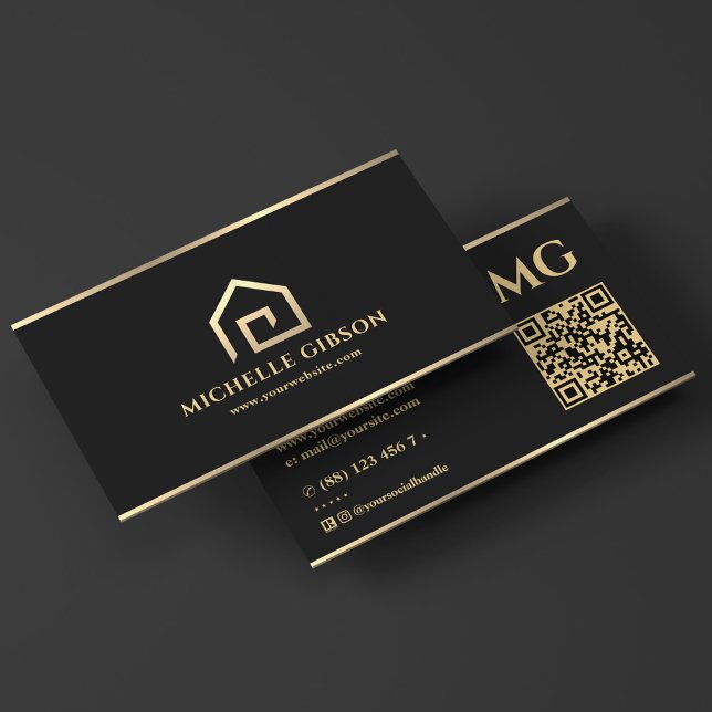Svart, minimal House Realtor Broker, mätoförmedlar Visitkort (Mortgage Broker Minimal House Realtor Black Business Card
)