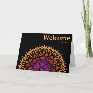 Svart Minimal Mandala Välkommen Önskningskort Kort