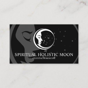 Svart Minimal Modern Celestial Andlig Månstjärna Visitkort