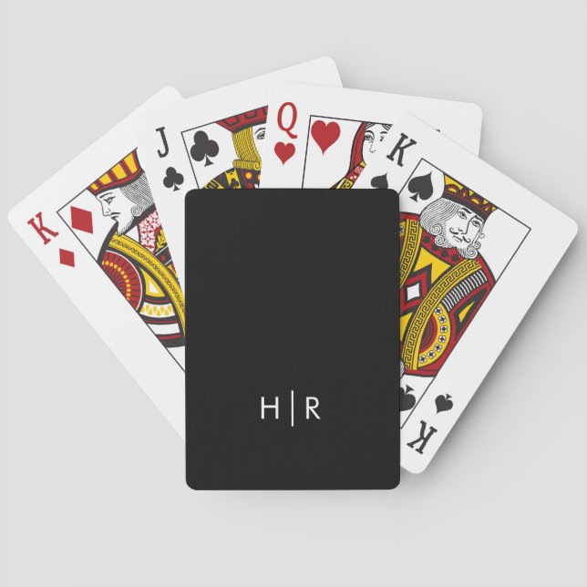 Svart Minimal Modernt Monogram Casinokort (Baksidan)