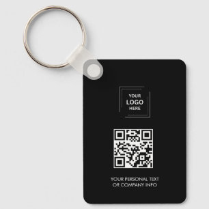 Svart Minimal QR Affärslogotyp Nyckelring Design
