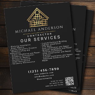 Svart, minimal QR-kod för Byggnad i hemmet Reklamblad