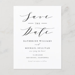 Svart minimal QR-kod för skript Spara datum Vykort