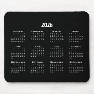 Svart minimal vanlig kalender   Modern enkel Musmatta