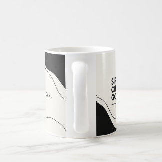 Svart minimalist kaffekopp – Drick Ladda Gå Motiva