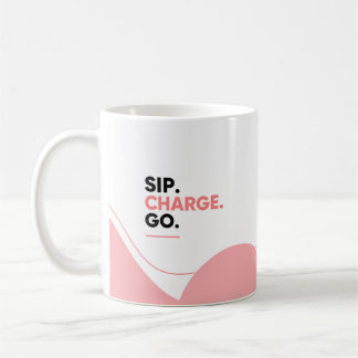 Svart minimalist kaffekopp – Drick Ladda Gå Motiva