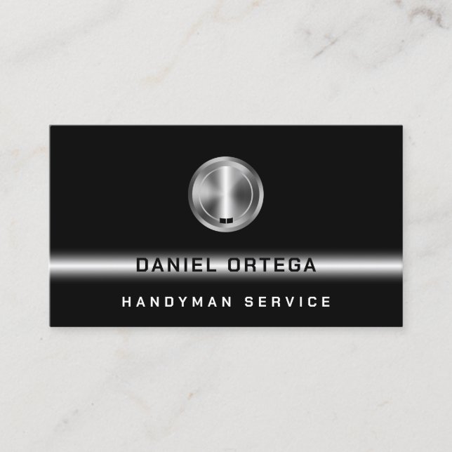 Svart minimalist med skiftande logotyp visitkort (Framsida)