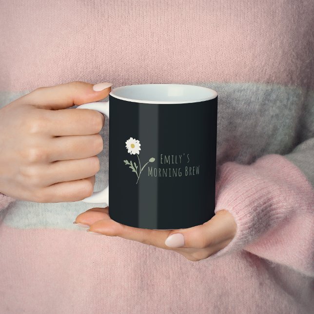 Svart minimalist tusenskönas & text modern bondgår kaffemugg (Skapare uppladdad)