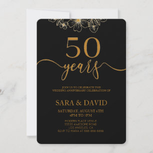 Svart minimalistisk 50-årsdag bröllop inbjudningar