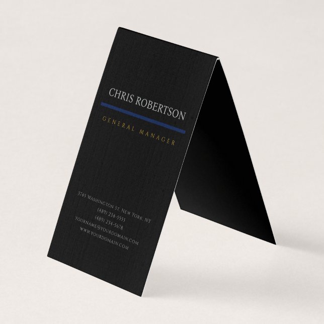 Svart minimalistisk enkel premium linnedräkt visitkort (Framsida)