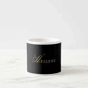 Svart minimalistisk & guldmonogram espressomugg