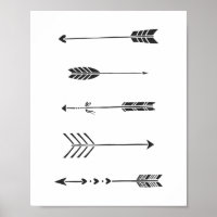Svart Minimalistisk Konsttryck med Pilar