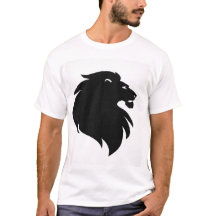 Svart Minimalistisk Lejon Siluett Herr T-Shirt