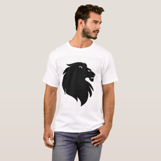 Svart Minimalistisk Lejon Siluett Herr T-Shirt