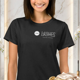 Svart minimalistisk logotyp för ögonfransstekniker t shirt