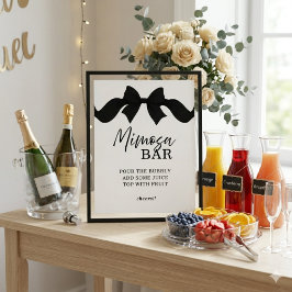 Svart minimalistisk Mimosa Bar-teckning för bröllo Poster