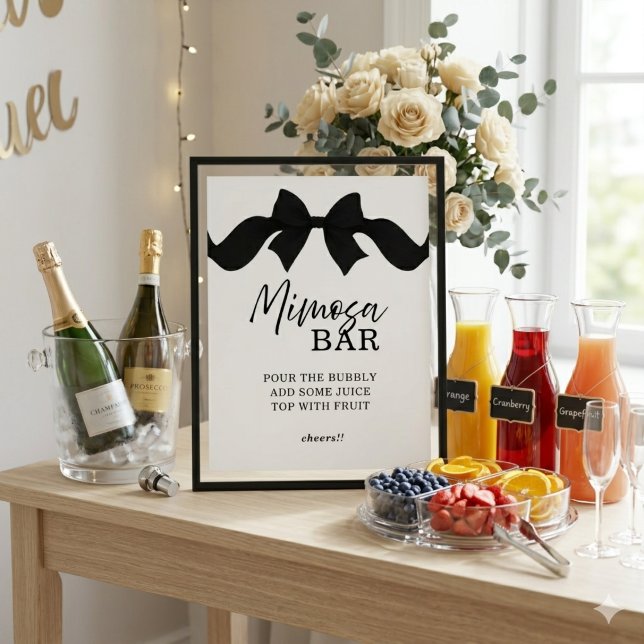 Svart minimalistisk Mimosa Bar-teckning för bröllo Poster (Skapare uppladdad)
