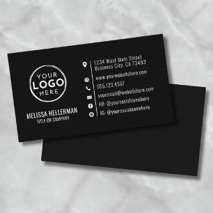 Svart minimalistisk modern anpassad logotyp visitkort