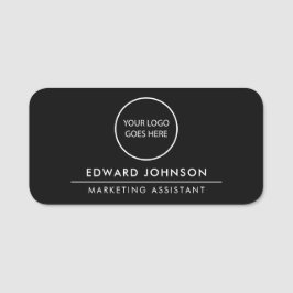 Svart minimalistisk modern logotyp anställd person namnbricka