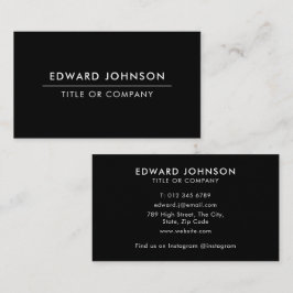 Svart minimalistisk modern stilren proffsdesign visitkort