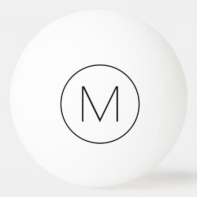 Svart minimalistisk modern typsnittsmonogram pingisboll (Framsidan)
