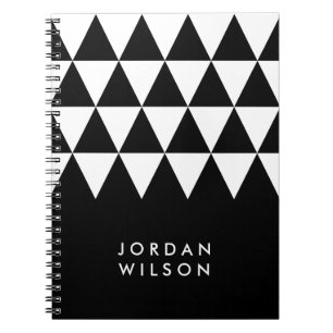 Svart, minimalistisk modern vit triangel Mönster Anteckningsbok