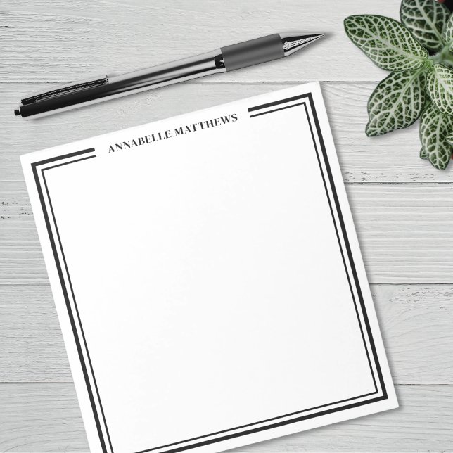 Svart minimalistisk monogram anteckningsblock (Black Minimalist Monogram Notepad)