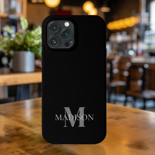 Svart, minimalistisk monogrammad