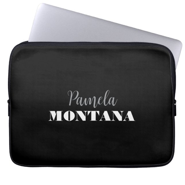 Svart, minimalistisk, personlig modern laptop fodral (Framsidan)