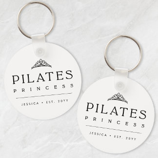 Svart minimalistisk personlig Pilates prinsessa Nyckelring