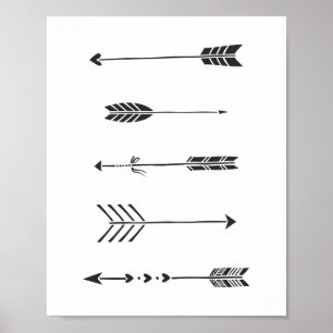 Svart Minimalistisk Pil Konsttryck Poster