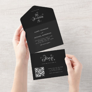 Svart minimalistisk retro typografi QR-kod