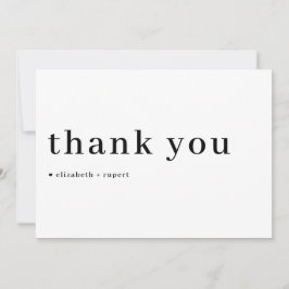 Svart, minimalistisk serif-skripttypografi Bröllop Tack Kort