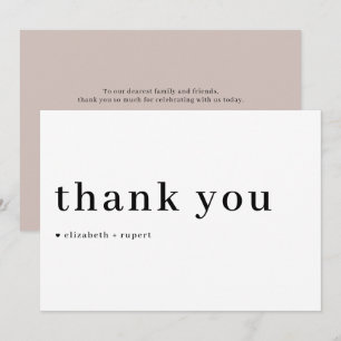 Svart, minimalistisk serif-skripttypografi Bröllop Tack Kort