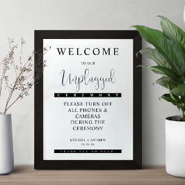 Svart, minimalistisk signatur för Bröllop utan nät Poster